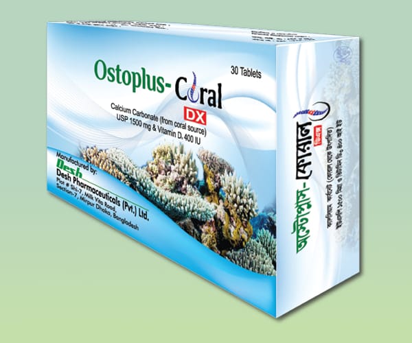 Tablet Osto-coral DX 600mg+400iu (30pcs) (Coral calcim+Vitamin d3) (Desh Phrm)